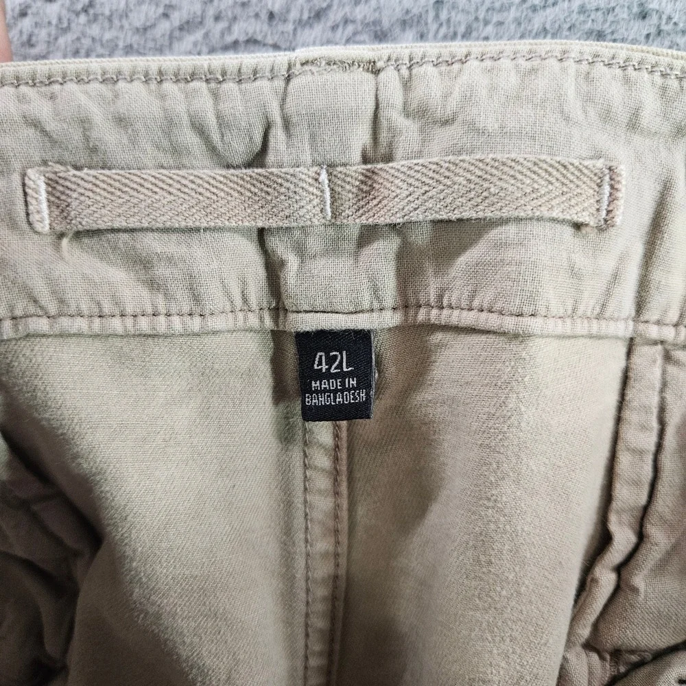 Banana Republic Mens 42x32 Khaki Tan Cotton Cargo Pants Adjustable Waist Utility